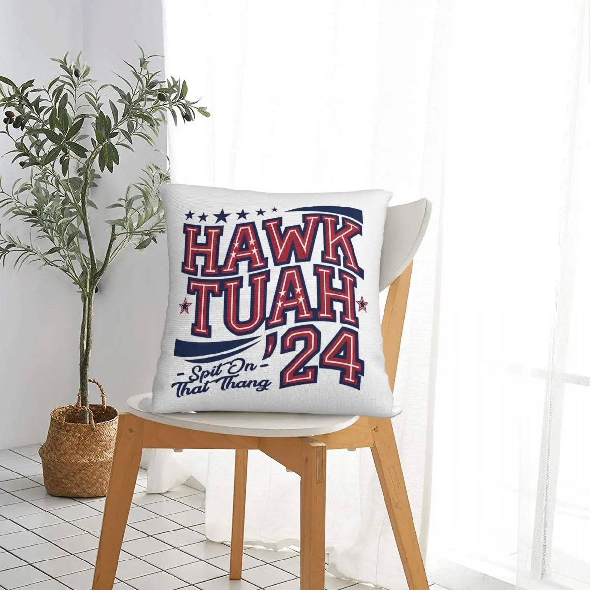 Hawk Tuah '24 Spit On That Thang Square Pillow Case Polyester Decorative Pillow Creative Pillowcase