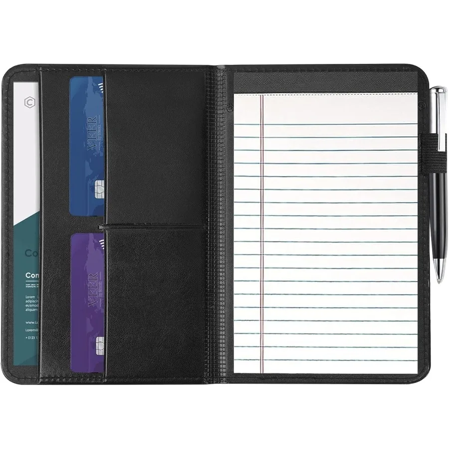 Padfolio Portfolio Binder Mini Padfolio Portfolio Binder 5x8 لوحة الكتابة القانونية A5 مجلد منظم المستندات للرجال والنساء Bla