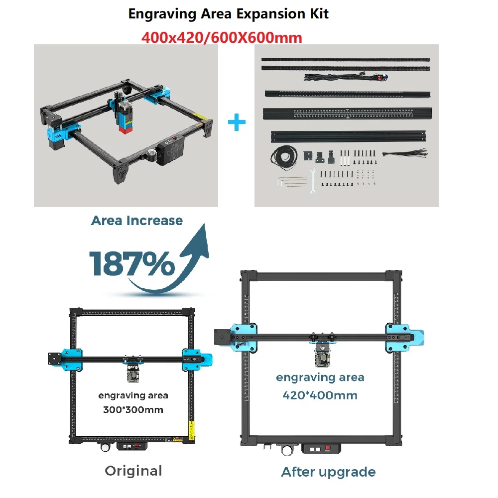 400x420/600X600mm Engraving Area Expansion Kit For TT-5.5S TTS-10 TTS-55 Laser Engraving Machine Upgrade CNC Wood Engraver