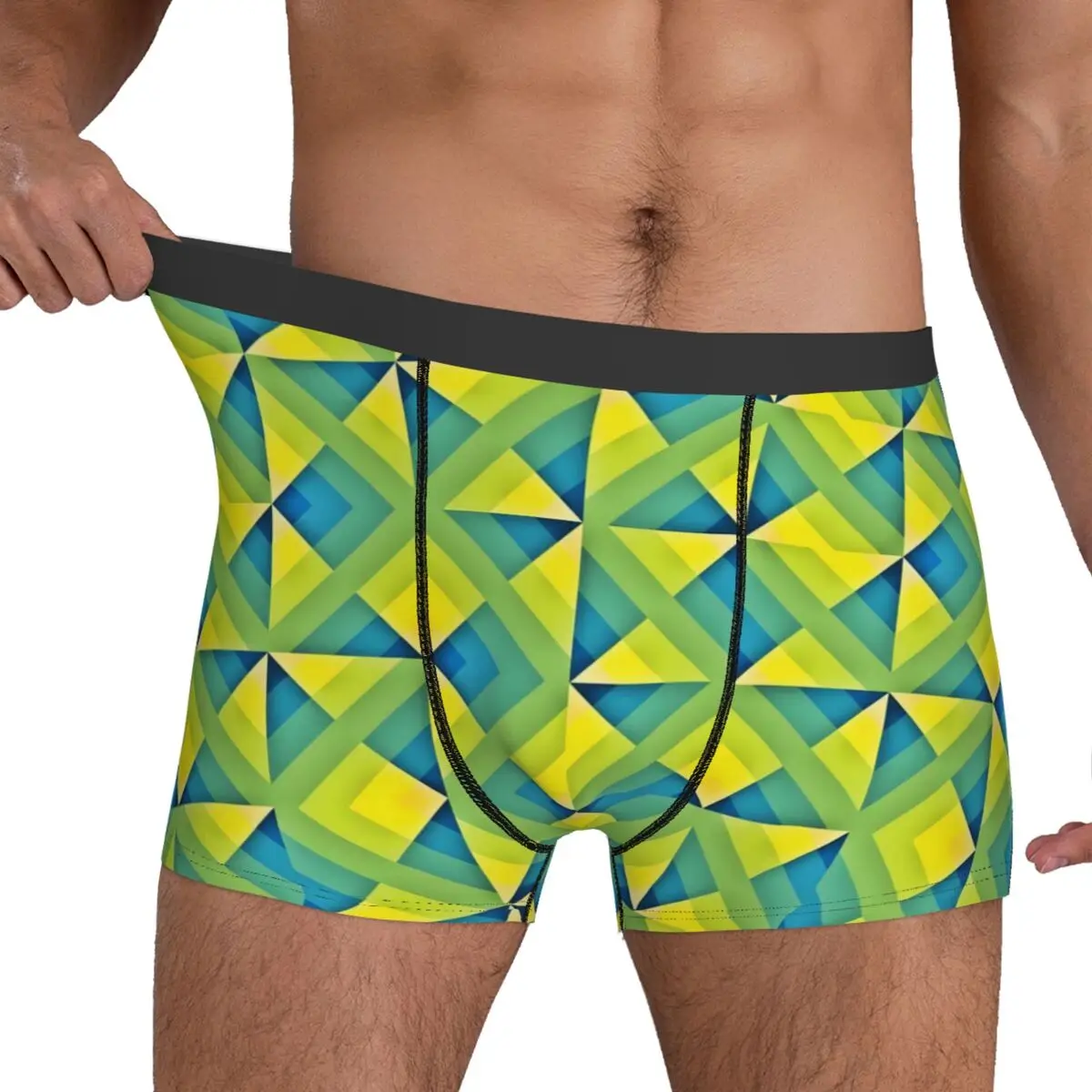 

Нижнее белье с геопринтом, синий и желтый 3D чехол, высококачественные боксеры, шорты с принтом, эластичные мужские трусы, большие размеры