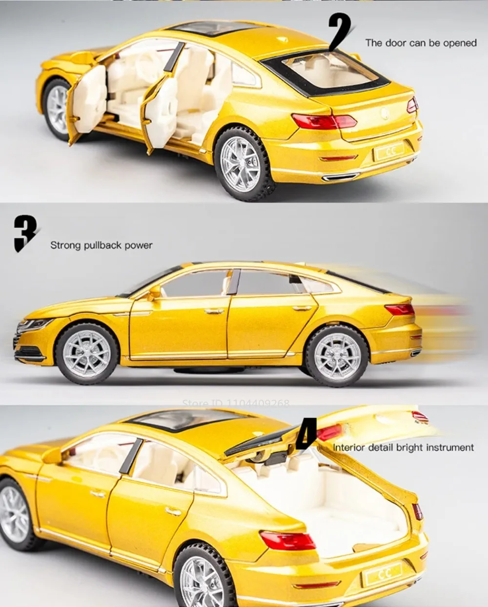 CC Beetle GSR-Automodell im Maßstab 1:32, Spielzeug, Druckguss-Metall, Miniatur-Simulation, Sound und Licht, zurückziehbares Fahrzeug, Sammlerstücke, Jungengeschenke – Detail 4