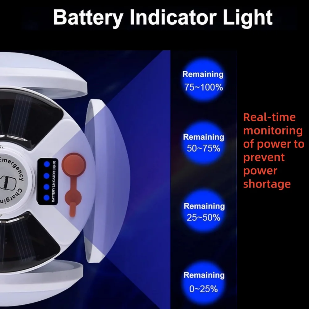 Солнечная многофункциональная аварийная светодиодная лампа с зарядкой через USB, складная лампочка, светодиодные лампы для отключения электроэнергии, палатки, кемпинга, рыбалки
