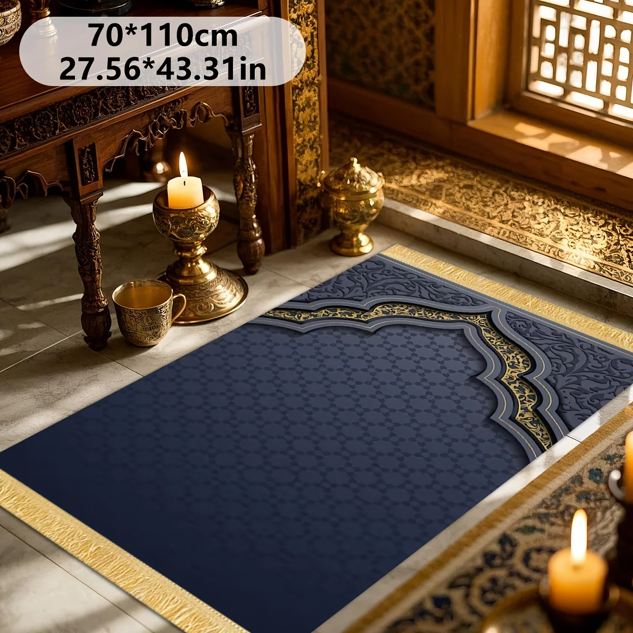 VIKAMA Leichte Islamische Reise-Gebetsmatte, Faltbarer Muslimischer Teppich mit Einfachem Bogendesign & Luxuriösem Druck, für Salah und Eid-Gebete