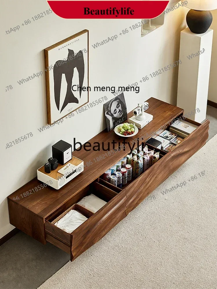 

D178 All solid wood TV cabinet Nordic North American black walnut living room creative storage locker