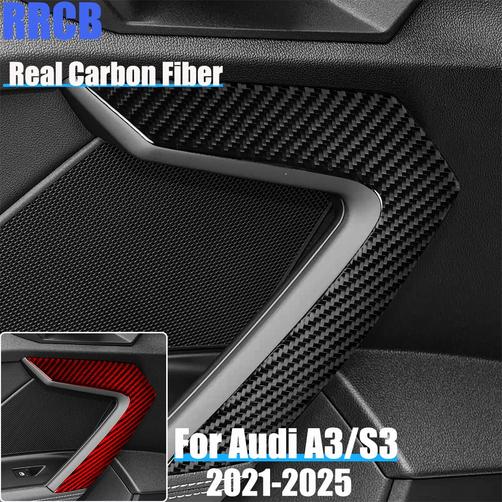 

Автомобильные аксессуары из настоящего углеродного волокна, подлокотник задней двери, декоративная мягкая наклейка на чехол для Audi A3 S3 8Y 2021 2022 2023 2024 2025
