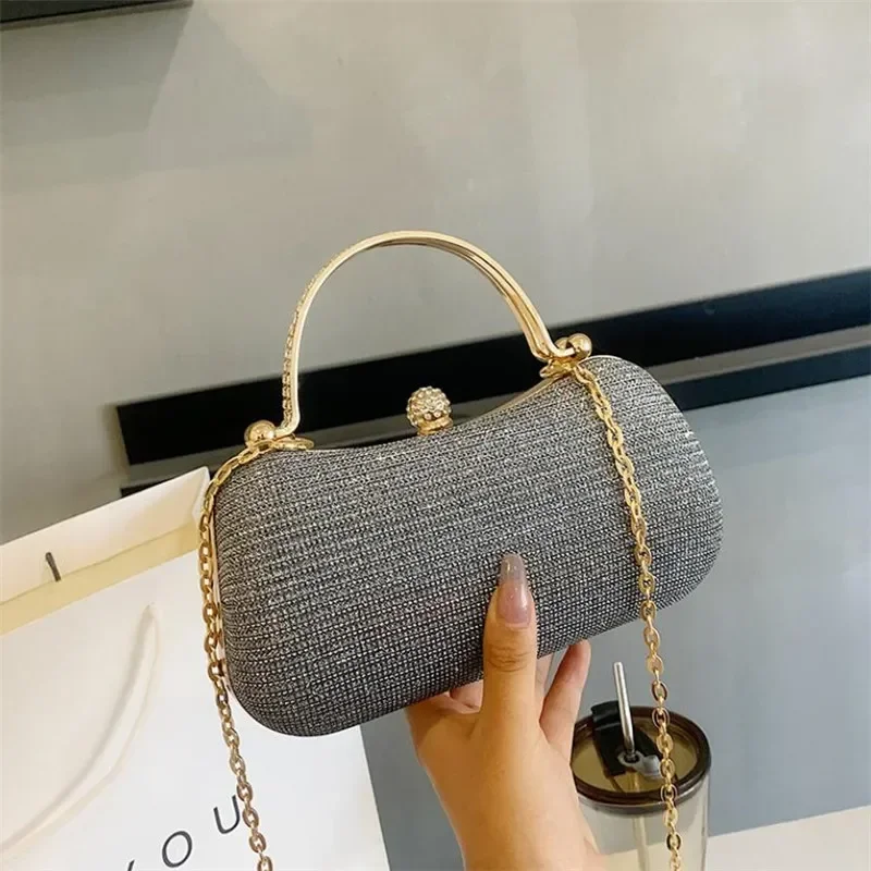 Glänzende Mini-Abendtasche, Geldbörse mit Strass-Kette, luxuriöse Glitzer-Bankett-Handtasche, perfekt für Party, Hochzeit, Abschlussball, Abendessen/Bankett – Detail 12
