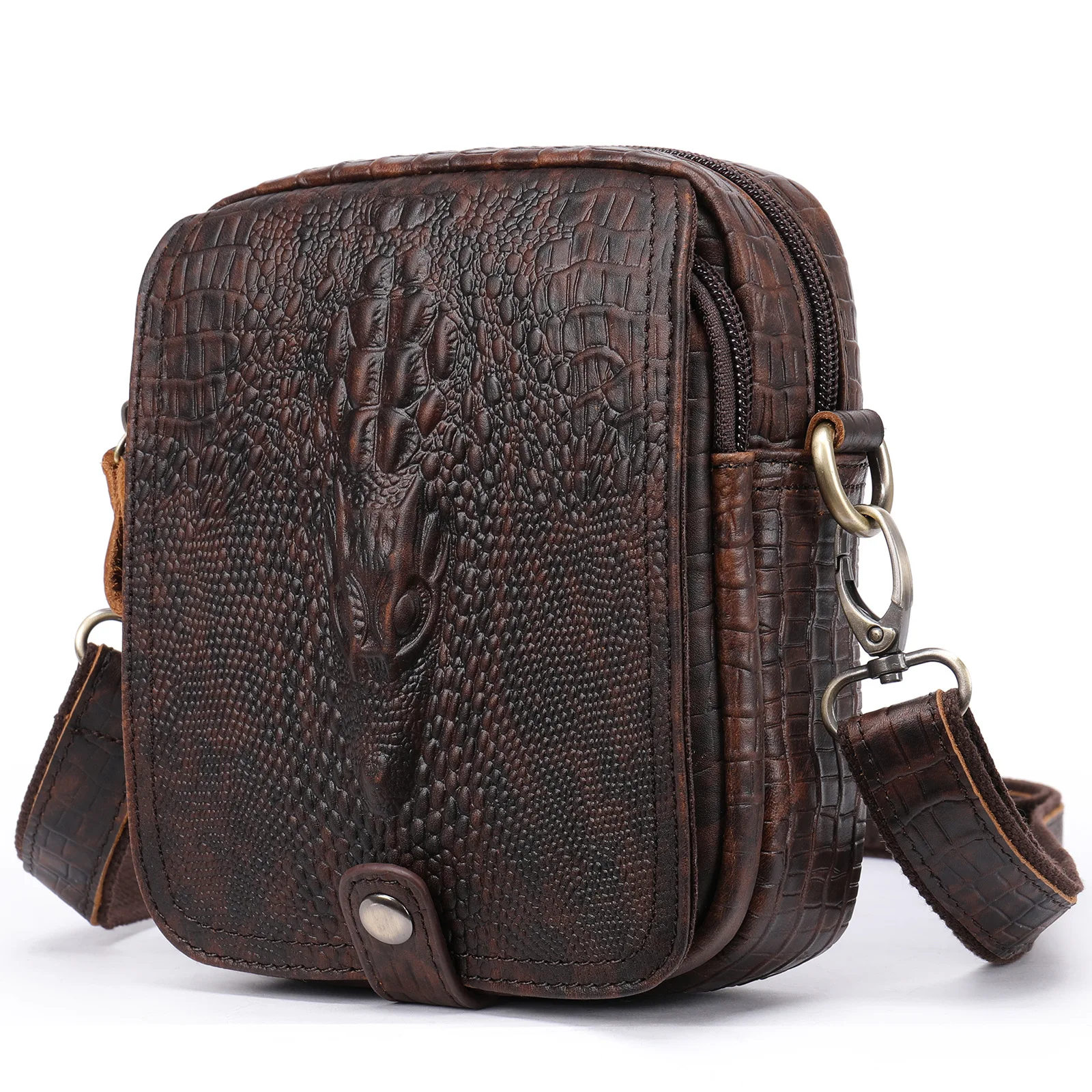 Luxury Men\'s Crossbody Shoulder Bag Men\'s Genuine Leather Shoulder Bag Crocodile Pattern Messenger Bag Male Alligator Side Bags