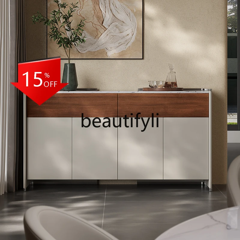 

Итальянский минималистичный пристенный буфет D80 с интегрированным хранилищем, элитный буфет из массива дерева для гостиной