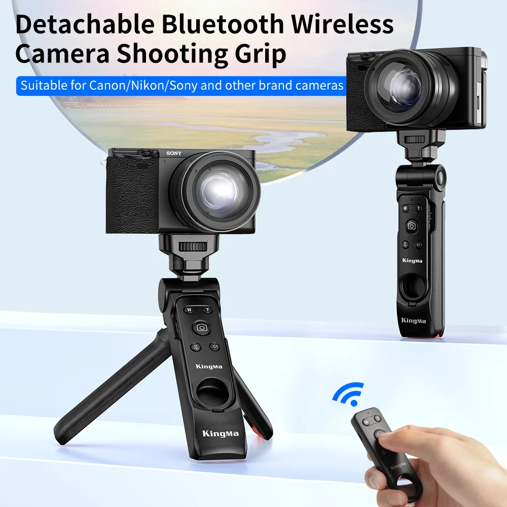 

Grip and Tripod with Wireless Remote Shutter for Sony ZV-E10 ZV-1 A7SM3 A7C A7RIV 9 7RIV 7RIII 7III RX0II RX100M7, GP-VPT2BT