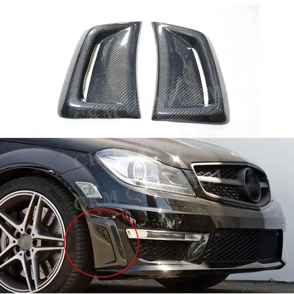 

Для Benz C Class W204 C63 AMG 2012 2013 2014, передний бампер из углеродного волокна, боковые вентиляционные отверстия, накладки, наклейки, украшения для тела