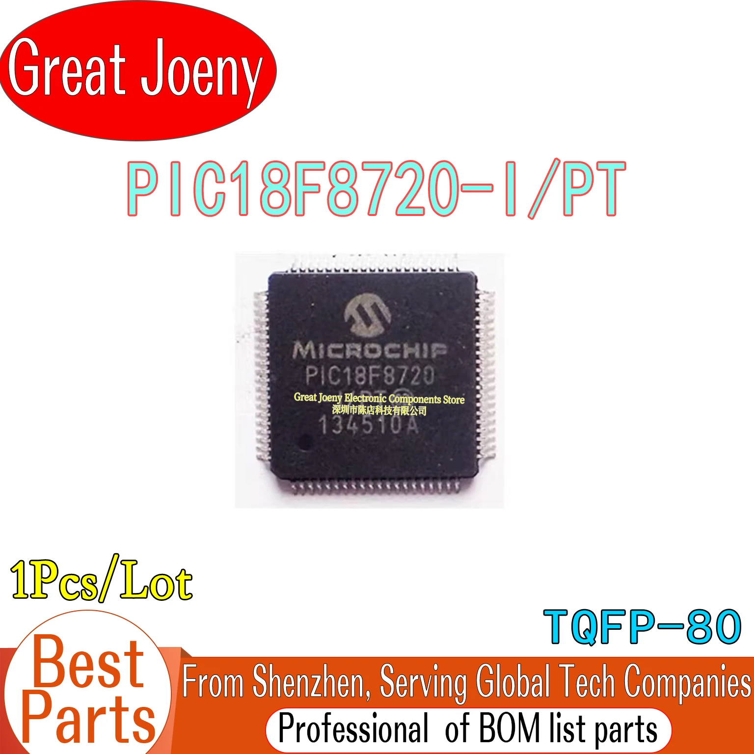 

100% New Original PIC18F8720 PIC18F8720-I/PT IC MCU Chipset TQFP-80