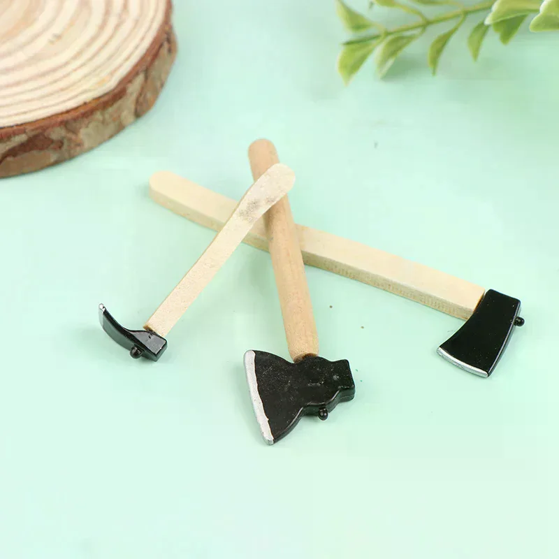 Mini Wood Metal Chopper  Dollhouse Miniature Tools 3Pcs/set
