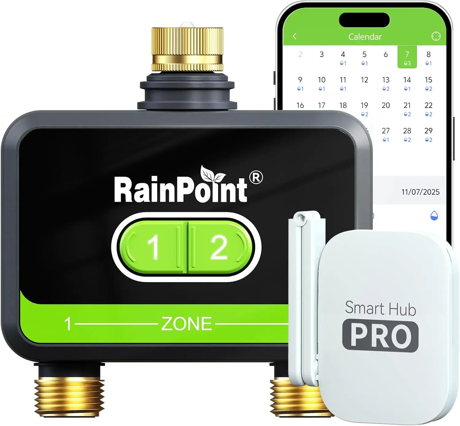 2-Zone Smart WiFi Water Timer for Garden Hose with Brass Connectors, APP/Voice Control, Automatic Sprinkler System for Lawns