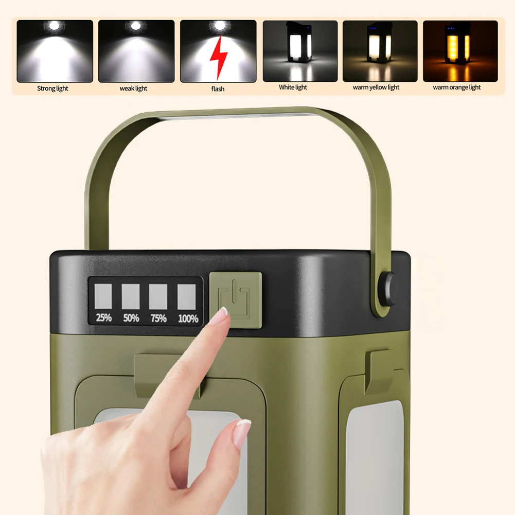 

Складной кемпинговый фонарь с функцией Power Bank, солнечная батарея, водонепроницаемый портативный фонарик, светодиодный светильник для палатки, для кемпинга и походов