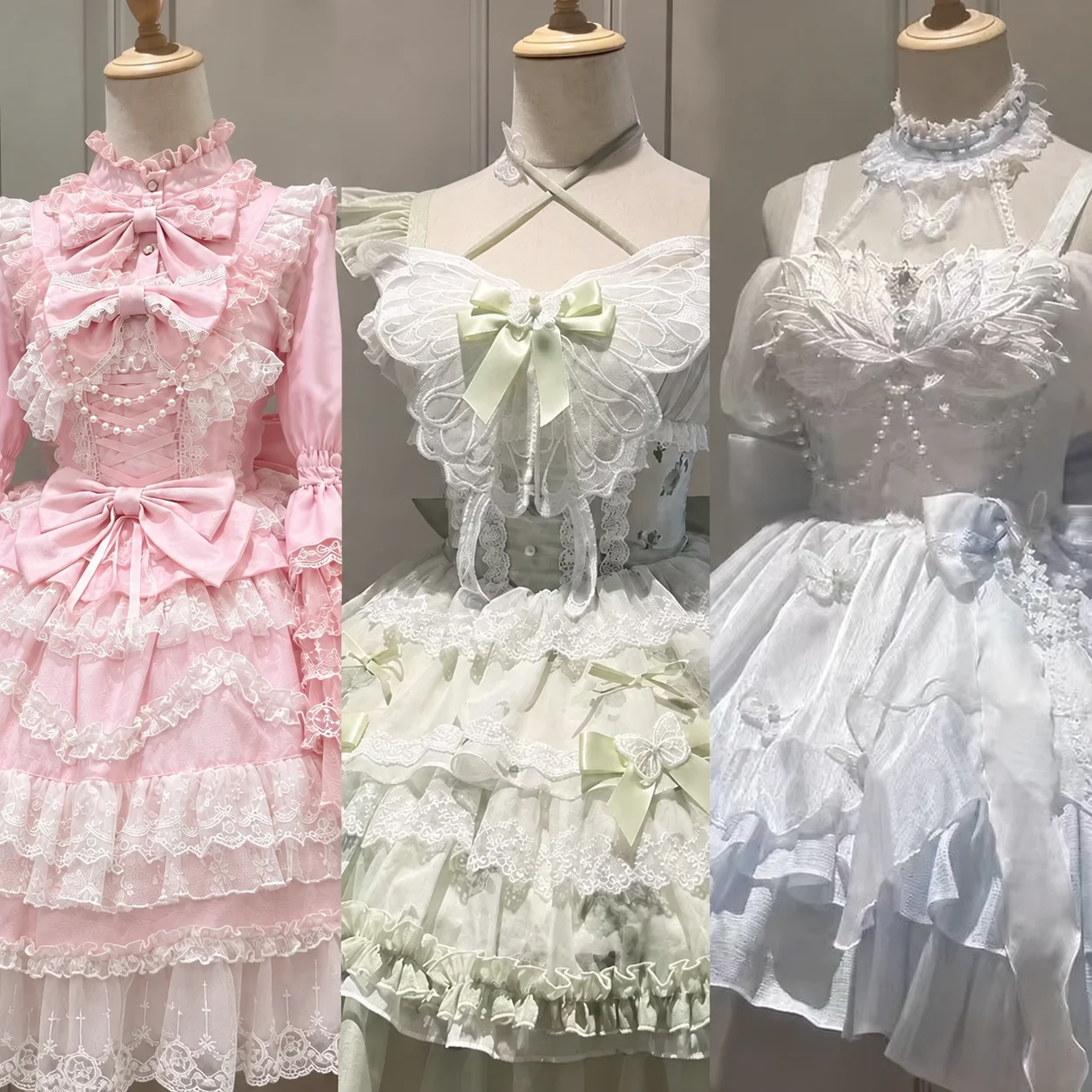Lolita Sweet Lolita Y2k Mini-Kleider für Damen, Spitzen-Patchwork, kurze Ärmel, elegantes Bandage-Kleid, französisches Vintage-Kurzkleid für Partys, Damenmode.