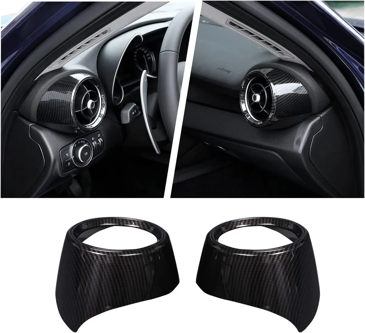 Front Side Air Conditioning Vent Outlet Cover Frame Trim Decorative Accessories for Alfa Romeo Giulia 2017-2020 ABS Carbon Fiber