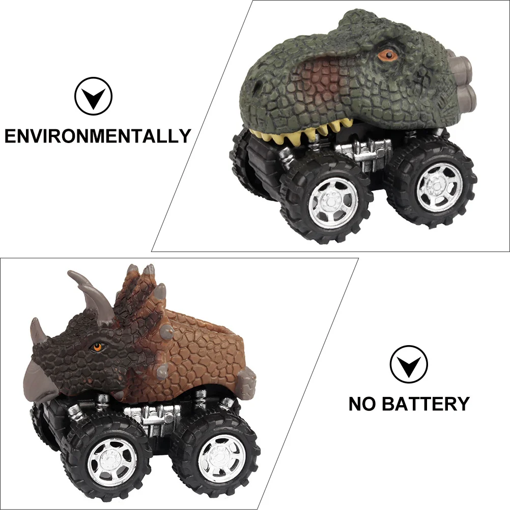 

4Pcs Dinosaur Pull Back Car Cartoon Vehicle Friction Powered Push Interactive Gift Dinosaur Model Pull Back Car