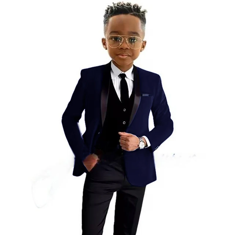 Boys' Bright Blue Suit Set with Shawl Lapel Formal and Stylish Style Suit Set School Ceremonies Church Events Suit Set