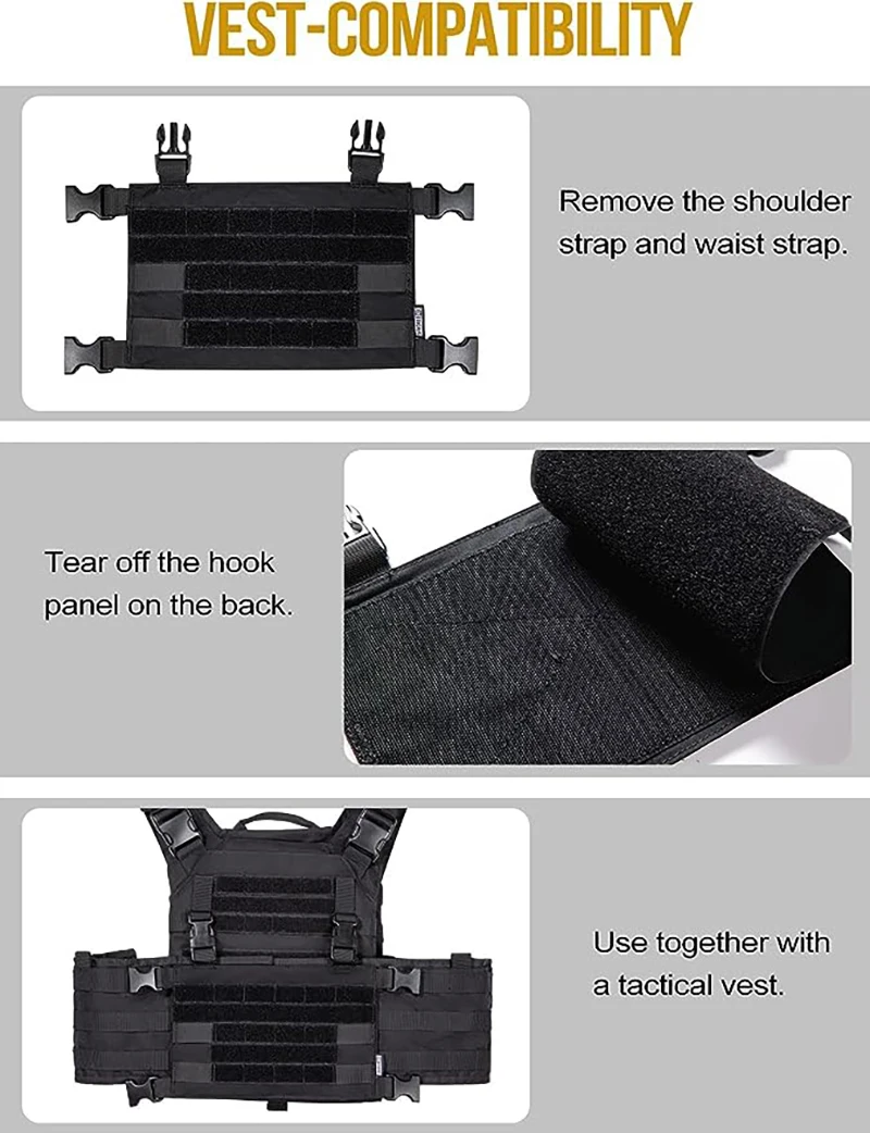 OneTigris ROC Chest Rig MOLLE Chest Panel Harness Military Tactical Modular Panel with Removable Shoulder Strap and Waist Strap