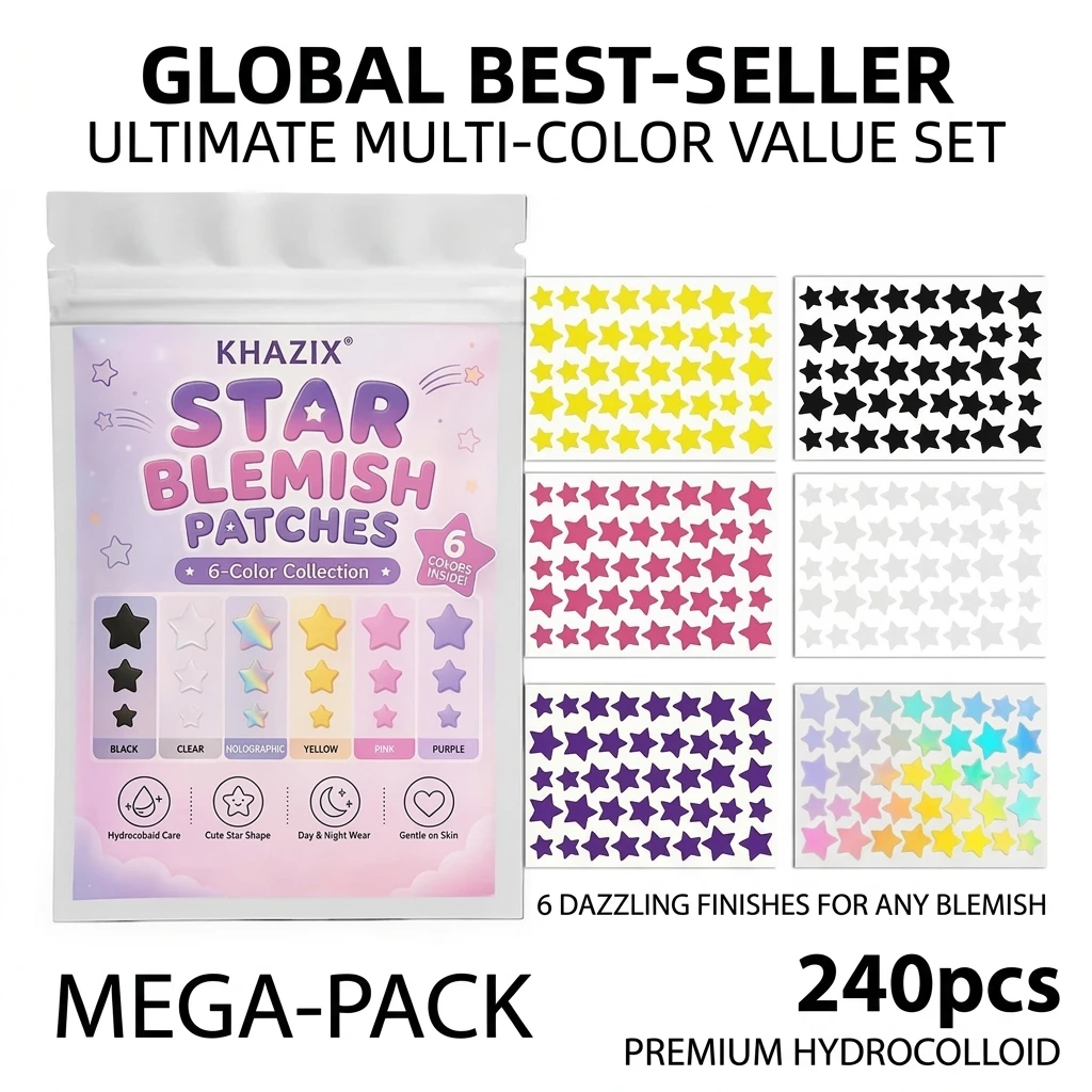 240pcs PE Star Acne Patch Cool Mixed Acne Patch Gentle and Non irritating Diminish Acne Acne and Acne Closure Improve Acne Skin