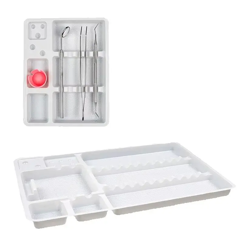 10Pcs Disposable Multi-Compartment Dental Plastic Tray White Small Size, Disposable Tattoo PMU Tool Separate Storage Tray