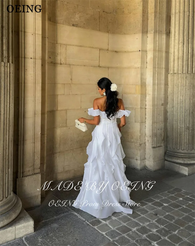 BOEING Elegante A-Linie-Abschlussballkleider, schulterfrei, gerüschte Rüschen, Partykleider, bodenlange Abendkleider 2025, individuell gestaltet