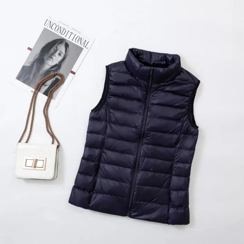 12 Colors Women Sleeveless Puffer Jacket 2023 New Arrivals Autumn Spring Female Fashion Office Lady White Duck Down Vest Coat