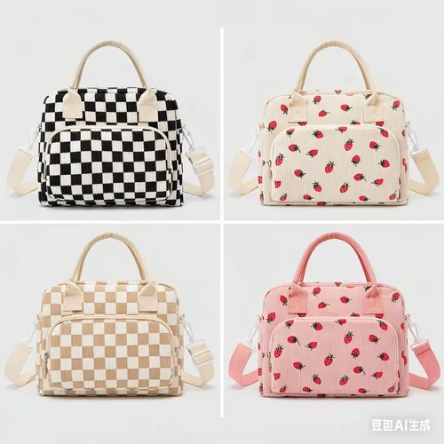 Imagen 2 del producto Bolsa de almuerzo con estampado de fresa más vendida, bolso de almuerzo multifuncional y práctico de gran capacidad