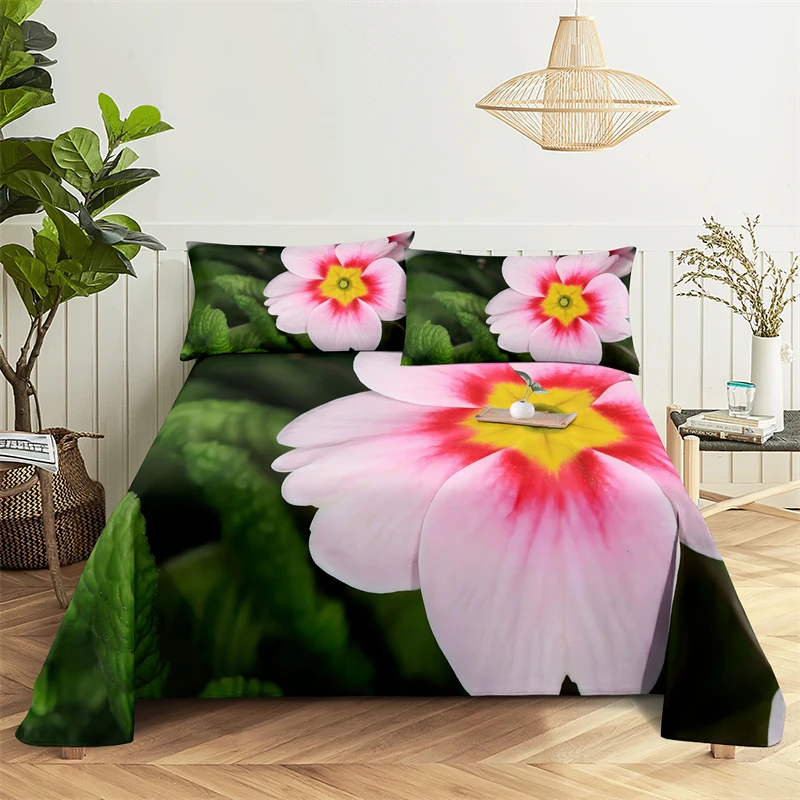 

Pink Flowers 0.9/1.2/1.5/1.8/2.0m Queen Sheet Set Flat Sheet Bed Sheets and Pillowcases Bedroom Bed Sheet Set Bedding Set