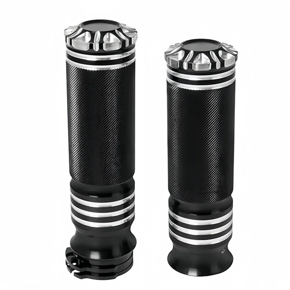 

Motorcycle Handlebar Hand Grip 1'' 25mm Handle Bar Grips Black/ Chrome For Harley Sportster 883 1200 Touring Dyna Softail