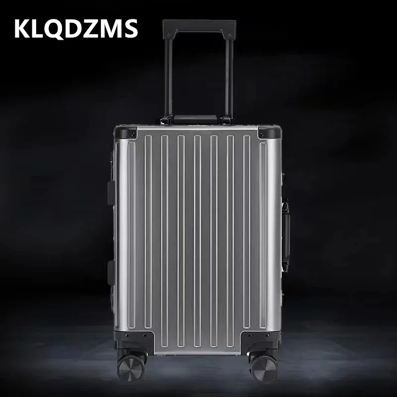 KLQDZMS-Valise à Roulettes en Alliage d'Aluminium, Cadre en Aluminium, Boîte d'Embarquement, Valise d'Affaires, 20, 24, 26, 28 Bagages