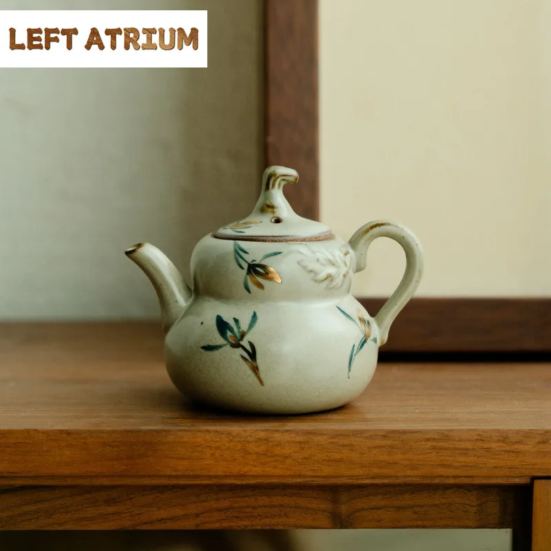 110ml-antique-gold-drawing-gourd-melon-teapot-pure-hand-painted-butterfly-orchid-pot-tea-soaking-kettle-tea-items-ornaments-gift