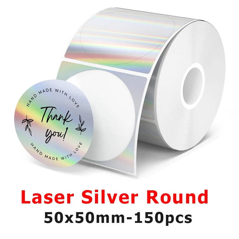 Munbyn/Nelko Holografische Laser Label Sticker Mat Zilver Thermisch Papier voor M110 M220 M200 E210 P50 PM220 DETONG P1 WP9520 Maker
