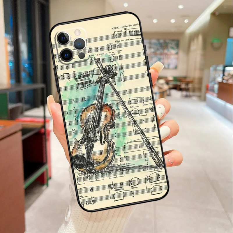 Custodia per violino pianoforte per iPhone 17 Air 16 15 13 11 12 14 Pro Max mini 15 16 Plus 16e Custodia protettiva