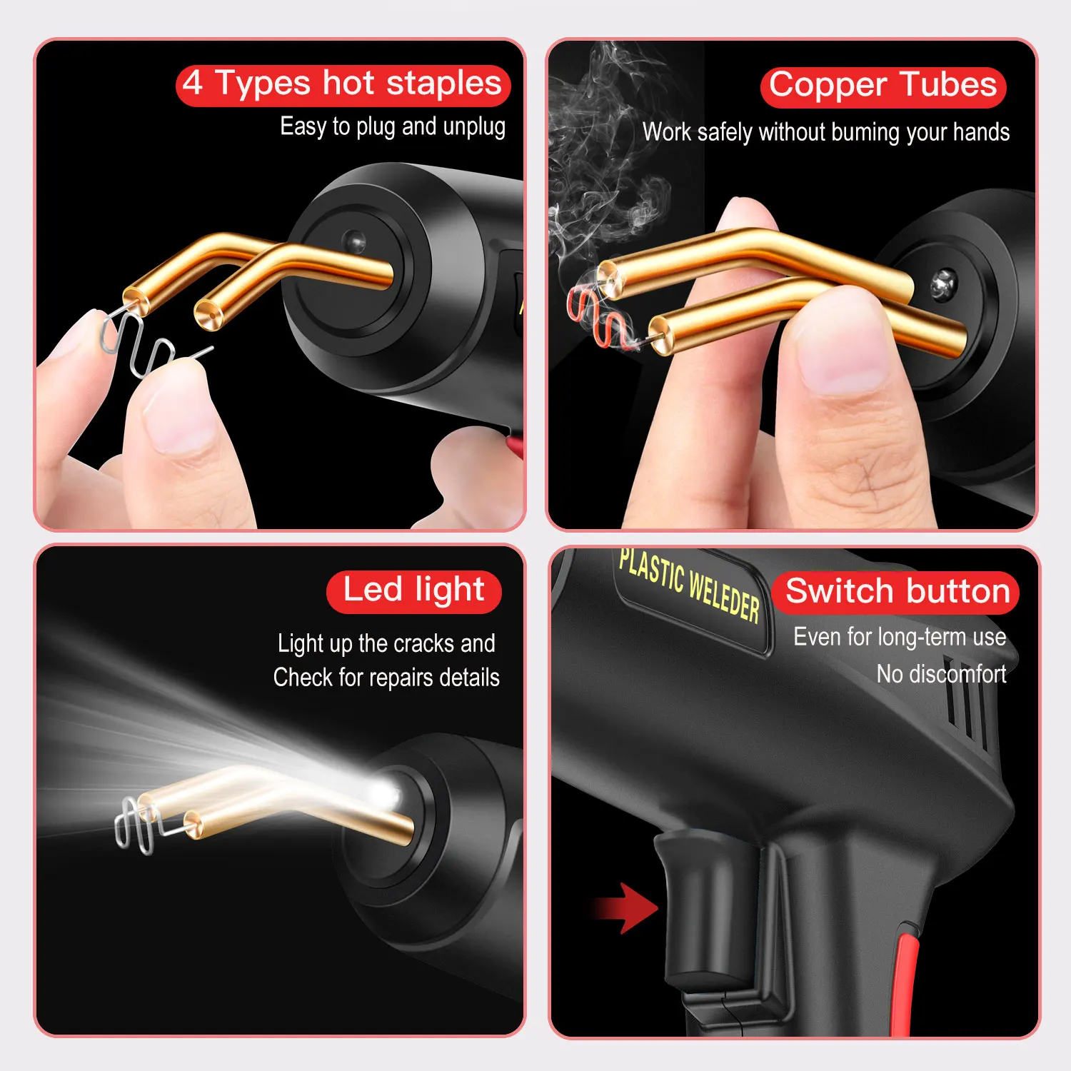 200W Hot Welding Machine Repair Auto Body Bumper Plastic Crack Tool Kit With Welding Nail 2 in 1 Plastic Welder Gun gallery 4