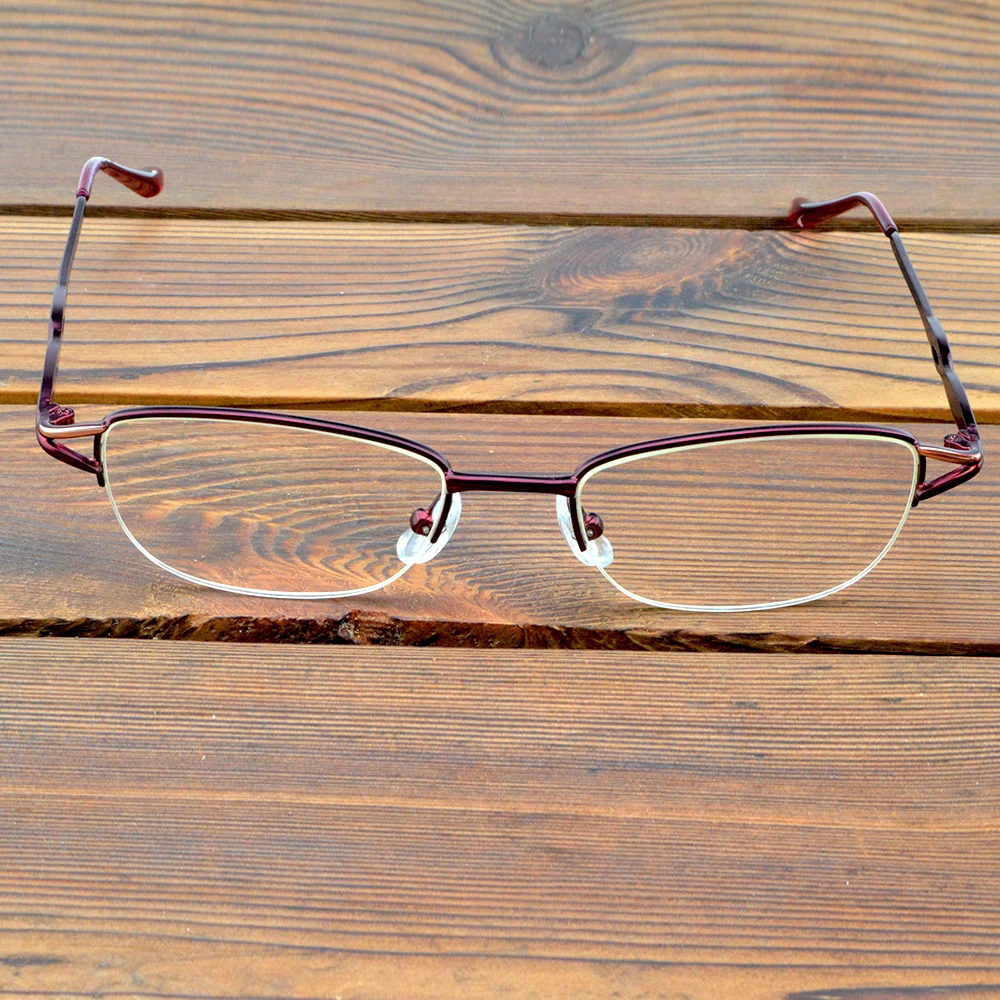 Titanium Alloy Frame Half-rim Spectacles Multi-coated Lenses Fashion Reading Glasses +0.75 To +4 with PU CASE