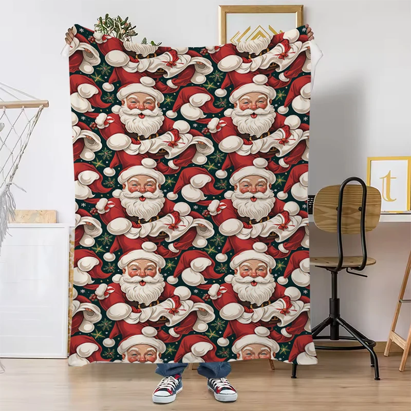 

1pc Ultra-Soft Christmas Print Flannel Throw Blanket- Festive Holiday Decorative Blanket Throwing Catnap Microfiber Bedding