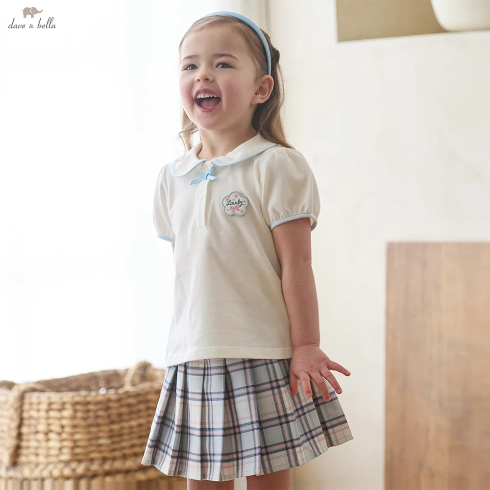 

Комплекты из футболки-поло и плиссированной юбки Dave Bella для девочек, 1-7 лет, 2 предмета: топ с коротким рукавом и плиссированная юбка, летний комплект для улицы DB2262214