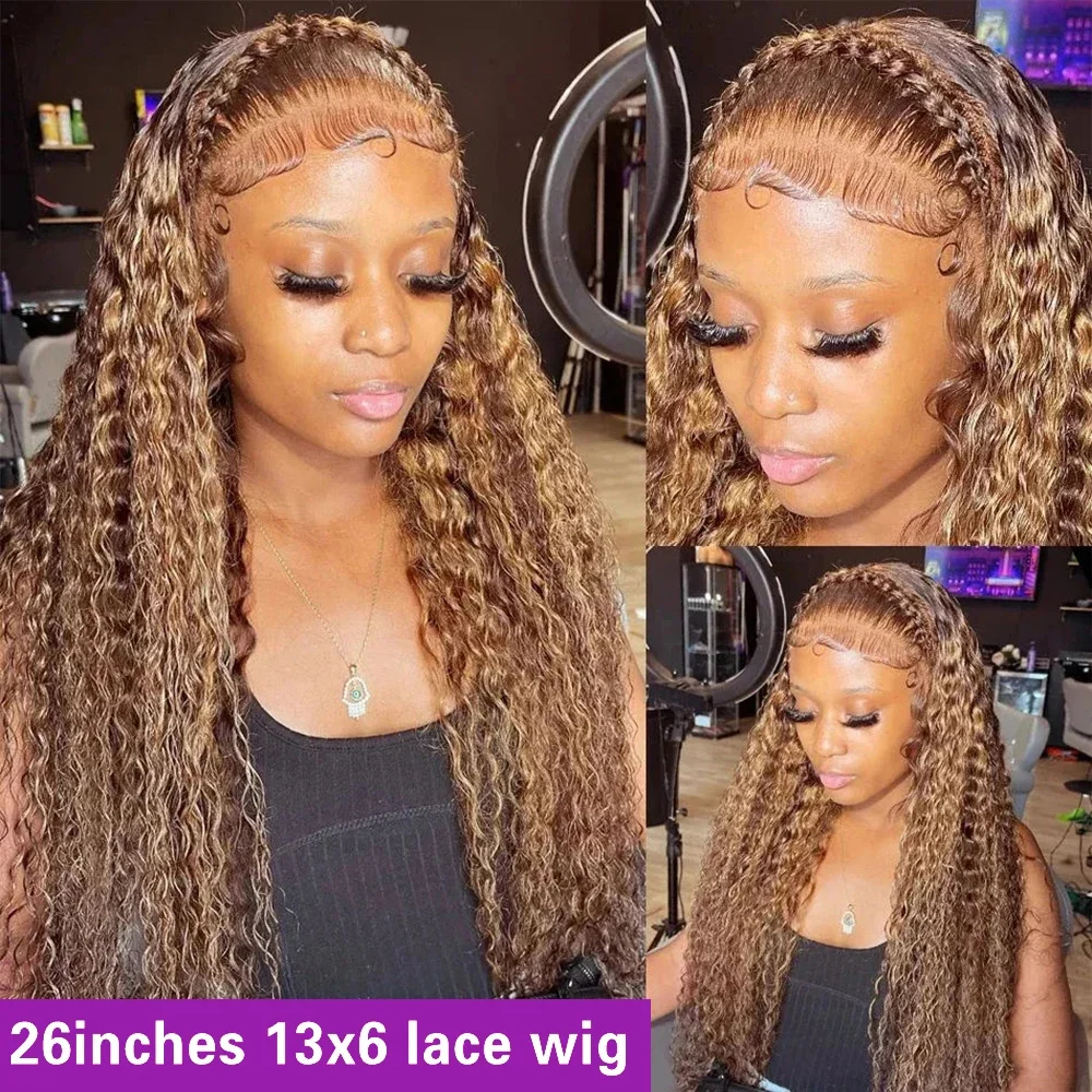 P4/27 Color Deep wave 13x4 13x6 HD Transparent Lace Frontal Human Hair Wigs 100% Natural Brazilian Curly wigs For Women