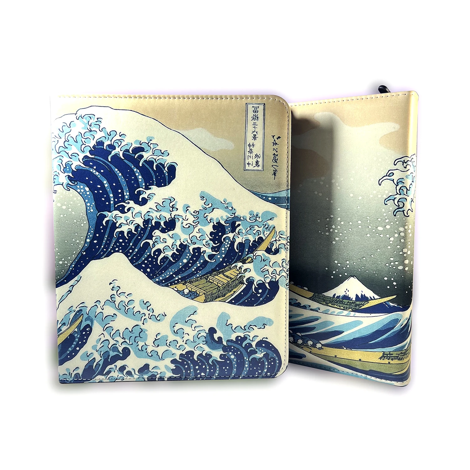 9-Pocket Trading Card The Great Wave Binder, 3 Rings Zipper Card Album for Sports,MTG/PKM/YGO Cards-50 Pages,960 Card Capacity