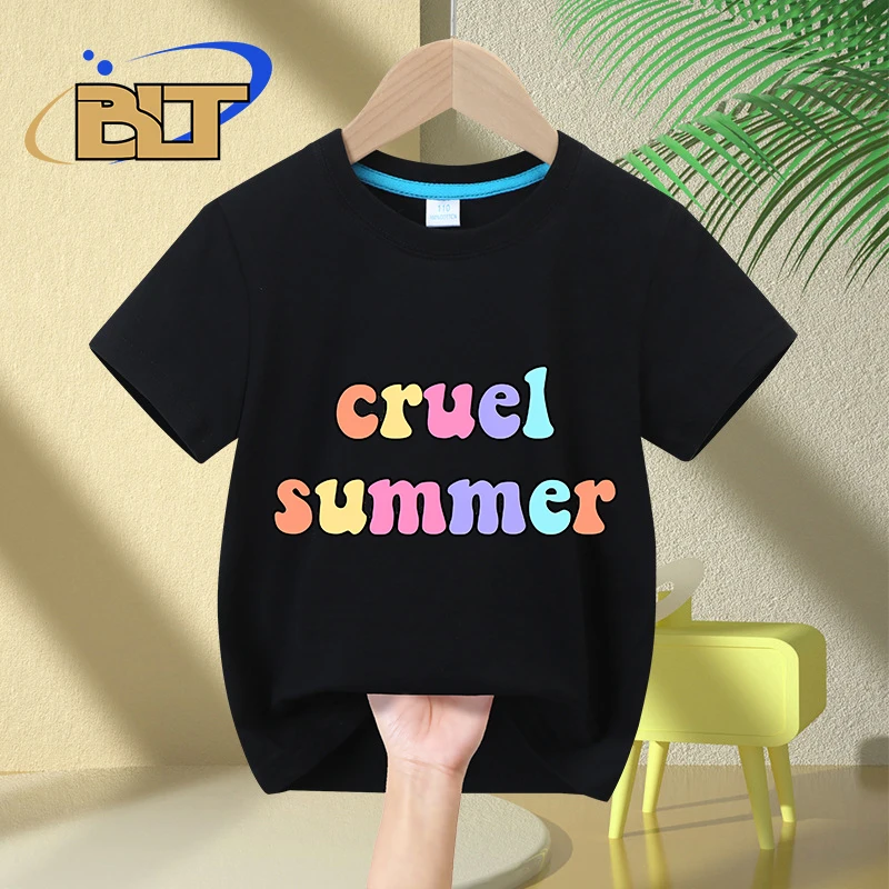 

cruel summer printed kids T-shirt summer children's pure cotton short-sleeved casual tops as gifts for students