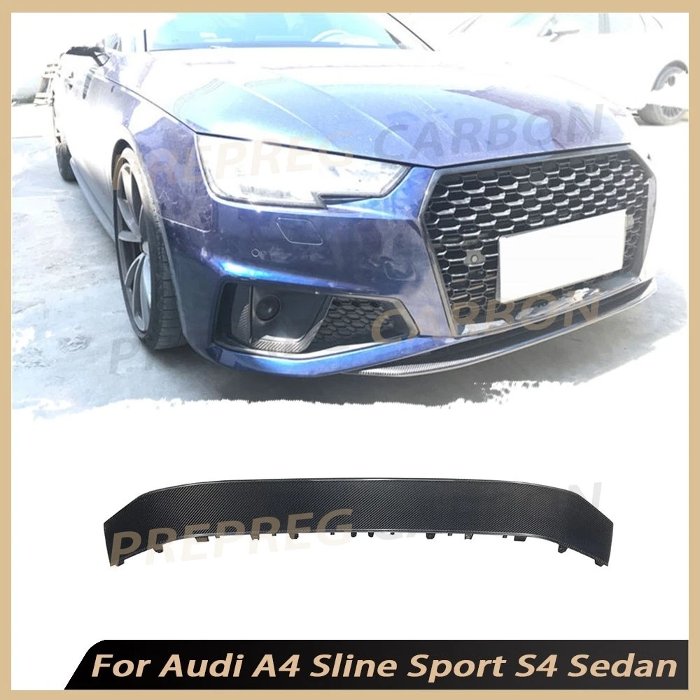 

Dry Carbon Fiber Front Lip Spoiler Plate Bumper Cover Chin Shovel For Audi A4 Sline Sport S4 Sedan 4 Door 2018 2019 FRP Prime