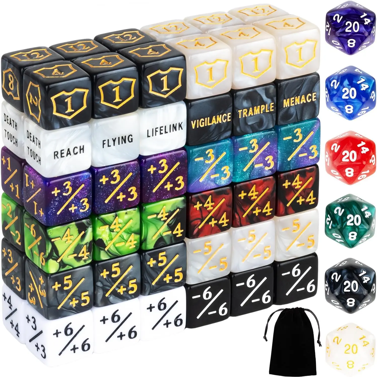 

78-Piece Dice Counters Set for Card Games, Includes Life Tokens and Buff Markers