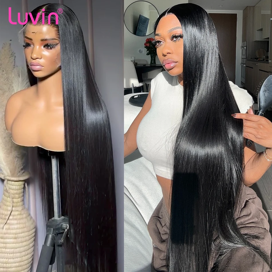 30 40Inch Brazilian 250% 13x6 Straight Full HD Transparent Lace Frontal Wig 13x4 Lace Front Human Hair 5x5 Closure Wig For Women