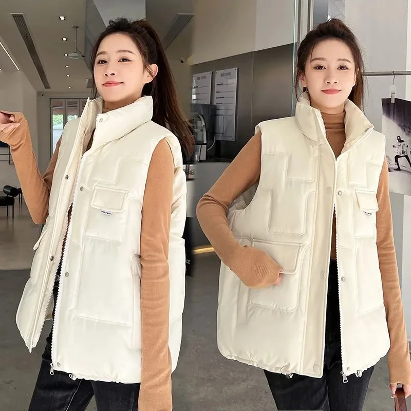 

Fashion Korean Vest Down Vest Women Waistcoat Sleeveless Jacket 2023 Autumn Winter Jacket Sleeveless Female Puffer Coat