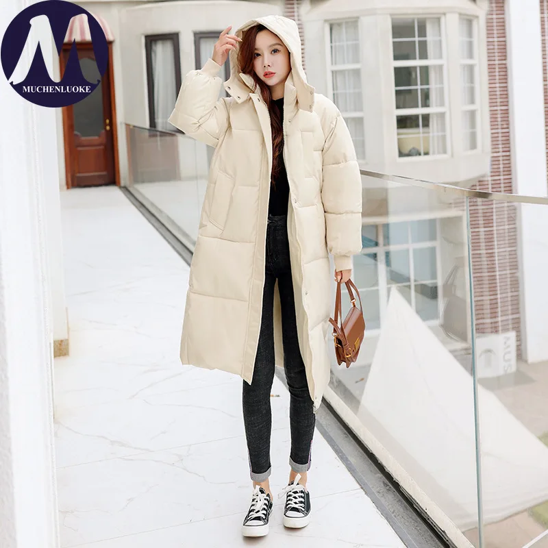 

Winter Jacket for Women 2025 New Long Sleeved Hooded Thickened Warmth Coats Korean Fashion Casual Loose Women's Long Parkas