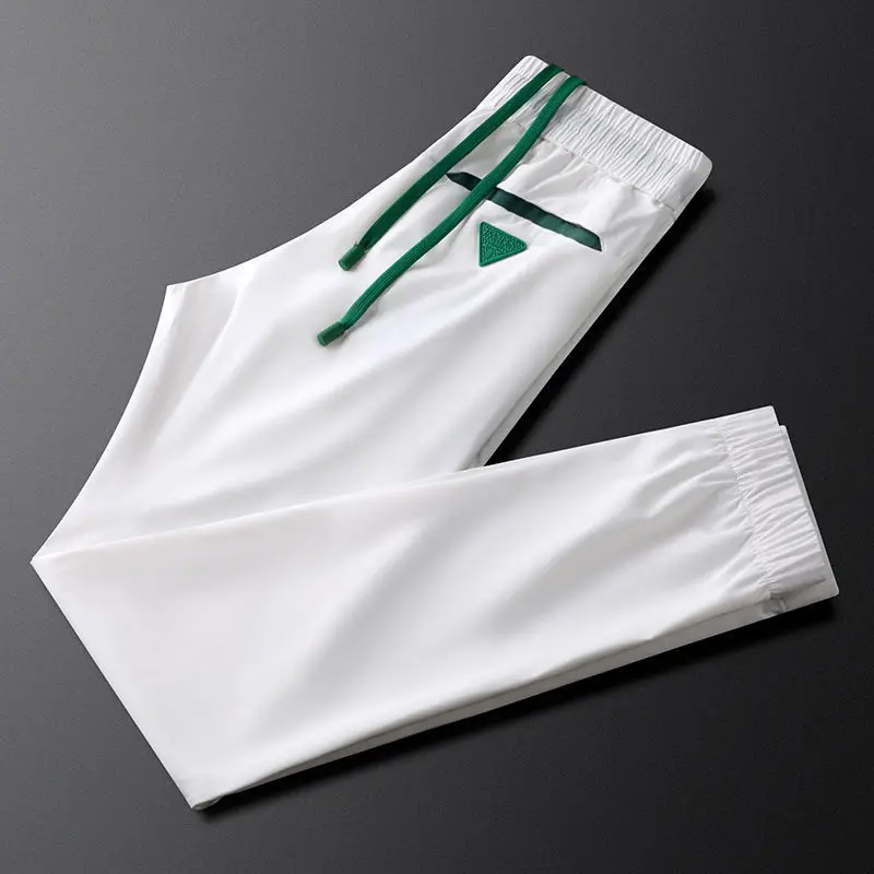 Boweylun Ice Silk Summer New Sports Casual Leggings Trouser Men's Light Comfortable Breathable Quick Dry Nine-Point Pants