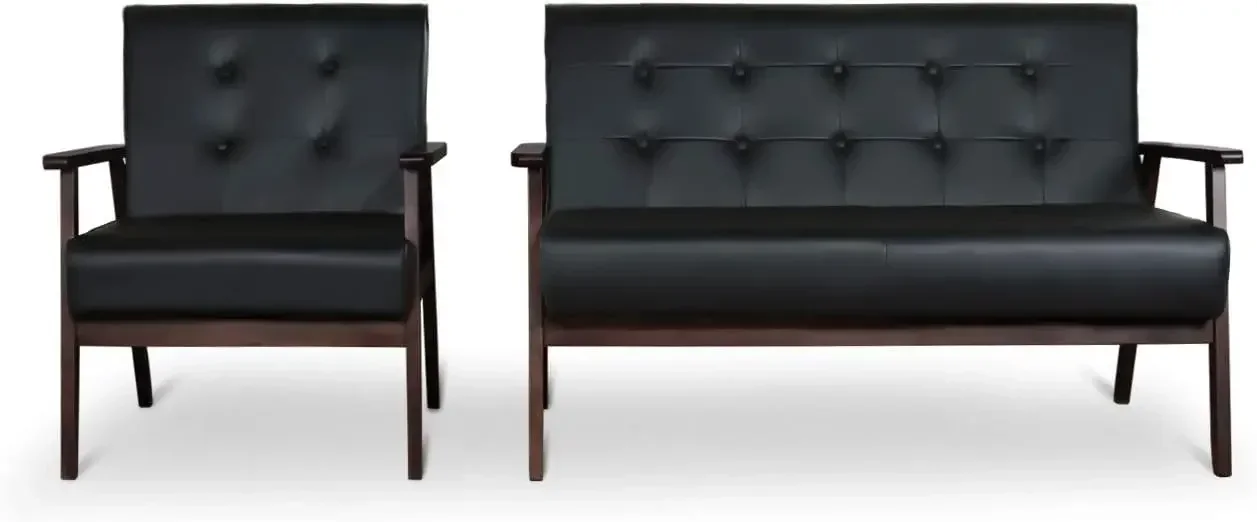 Conjunto de sofá moderno retrô de meados do século com loveseat e assento, sofá e espreguiçadeiras