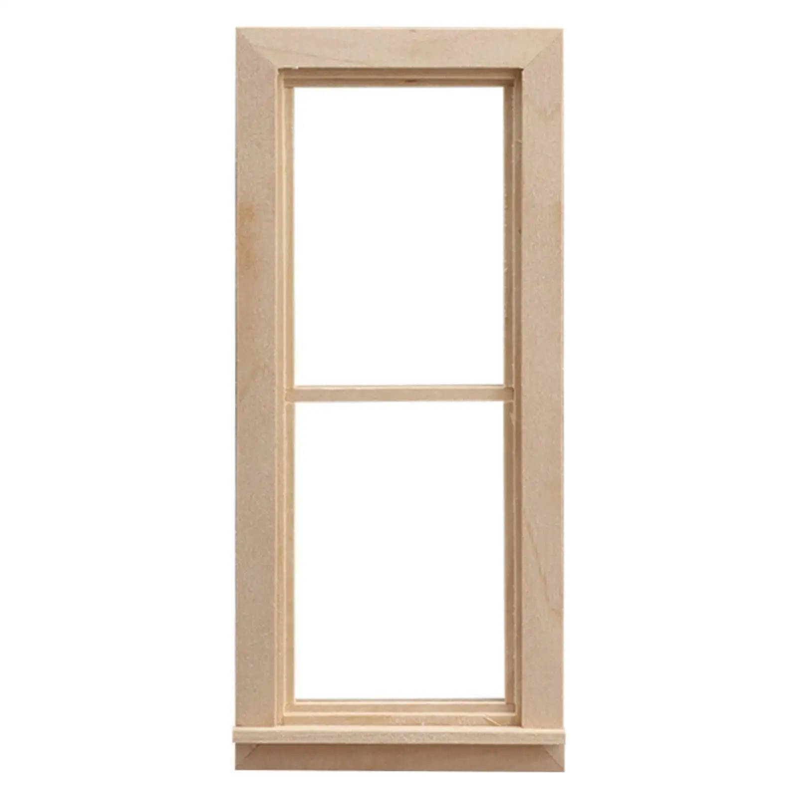 Miniature Window for Dollhouse Unfinished Birch Frame with Layered Base for 1 12 Scale Doll House Building