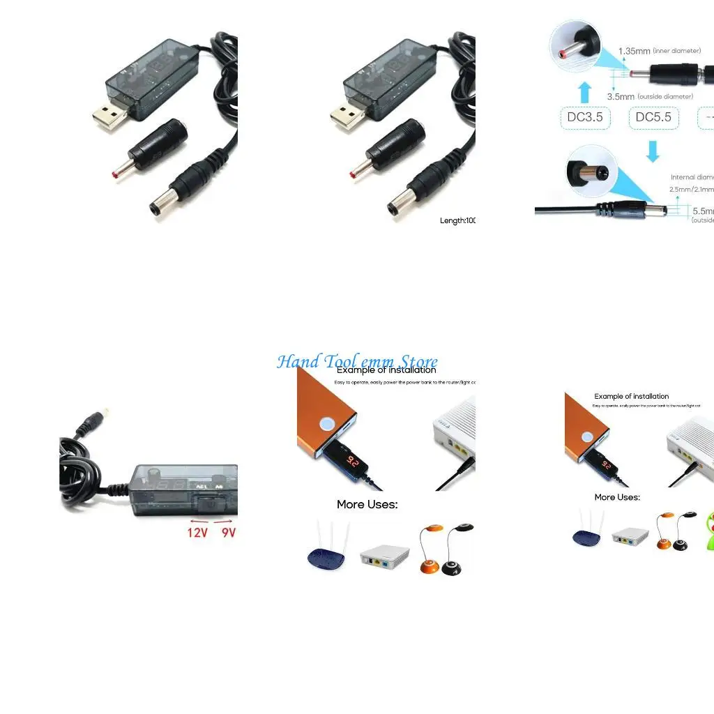 

H37F USB Power Line Step Up Module Cable USB 5V to 9v 12v 5.5x2.1 Connector